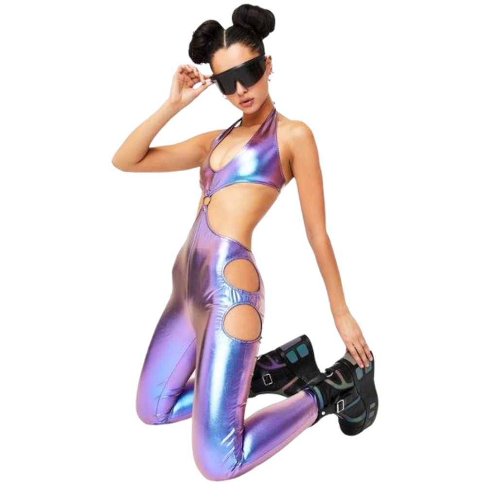 Dolls Kill Iridescent Cut-Out Jumpsuit